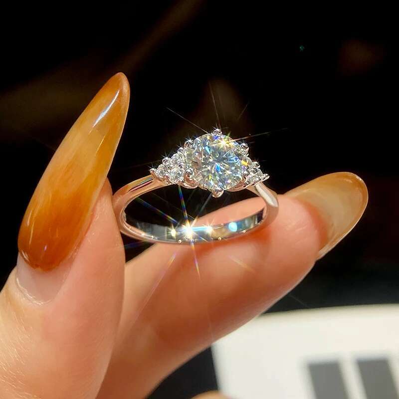 GRA 1 Carat Luxury Certified Moissanite Diamond Angel Wing Rings for Woman Real 925 Sterling Silver Party Quality Fine Jewelry