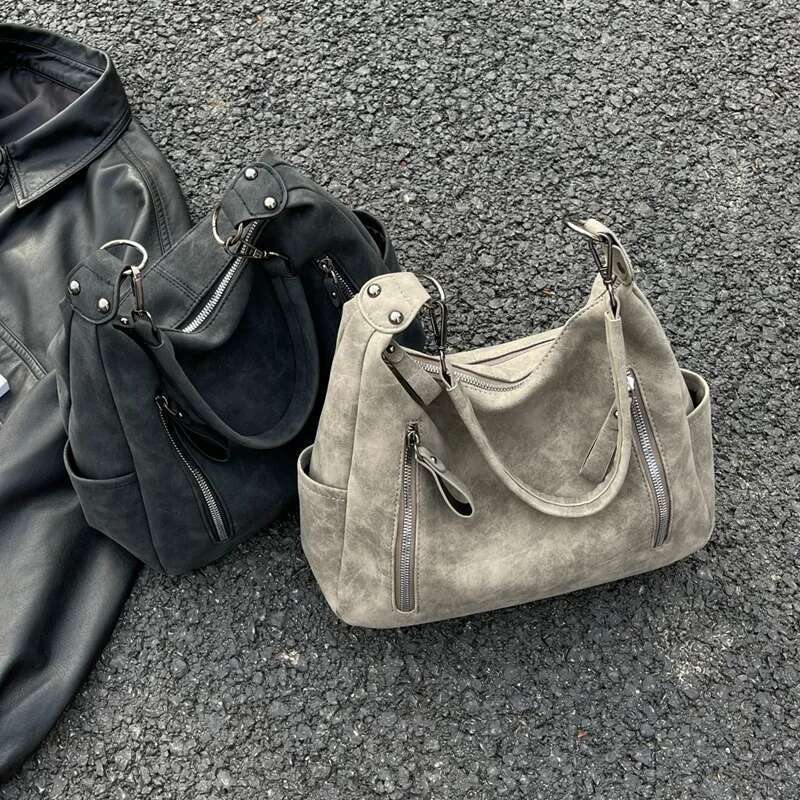 Women Crossbody Designer Oblique Cross Single Shoulder Bag Large Capacity Handbags Retro Matte PU Leather Hobos