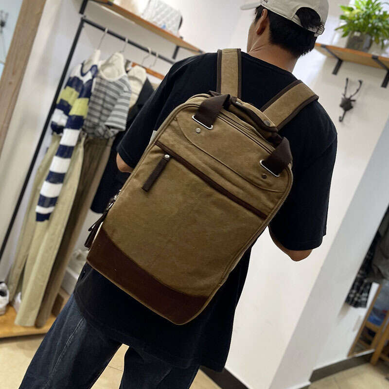 Backpack Korean canvas lightweight large capacity handbag outdoor leisure travel men's backpack