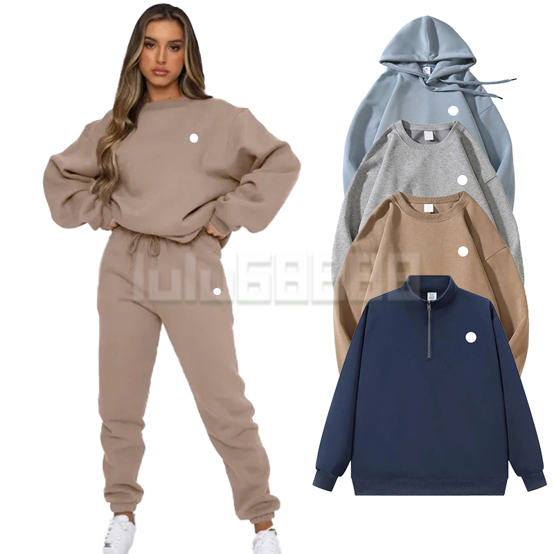 Yoga sets Midnight Green Black White Red Pink Blue Warm Sweatshirts Silver 3D on Chest Loose Sweatwear Unisex Casual Sweat Tops Womens Sportswear Hoodies