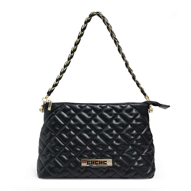 CHHC Fashion Simple Women's Shoulder Large Capacity Solid Color Alphabet Element Cloud Bag