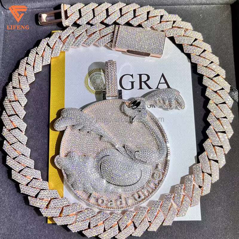 Latest Fine Jewelry Set Moissanite Diamond Pendant and Necklace With 18mm Chains 3*3 Inches Unique Number Shape/Pattern