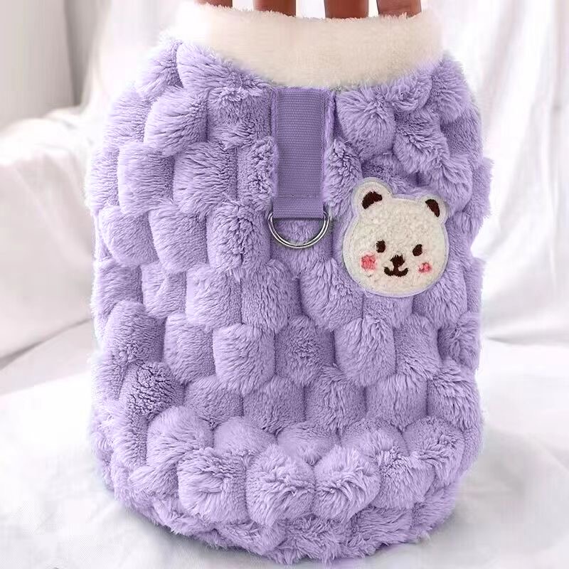 Summer Thin - style Belly - protecting Cat Clothes with Blue and White Sea Salt Bear Design. Also for Small Dogs, Ideal for Air - conditioned Rooms to