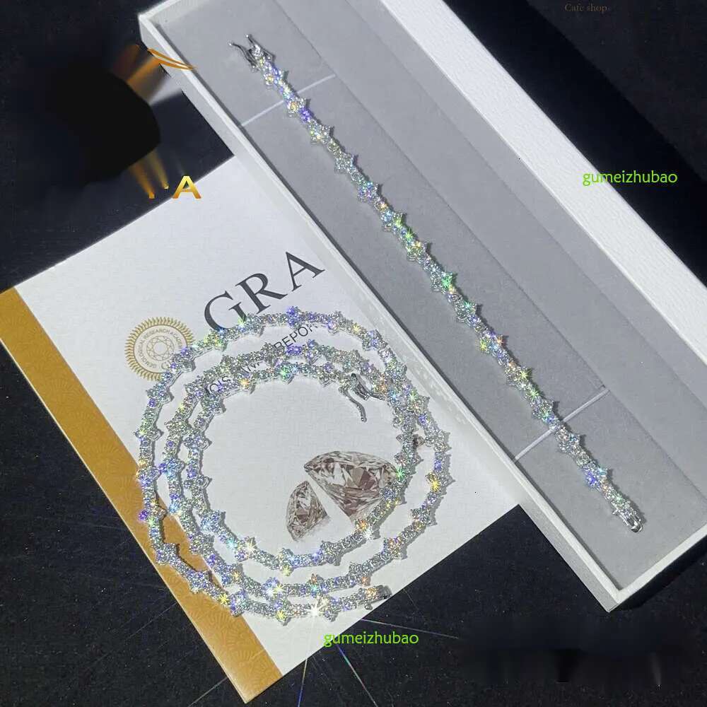 Designer 3mm New Style Hip Hop Moissanite Tennis Chain Bracelet Pass Dia Tester GRA Sier vvs tennis moissanite chain women&mens fashion cuban k neckla