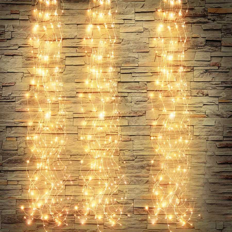 New 100/200LED Copper Wire Tree Vine Waterfall String Lights DIY Christmas Garland Fairy Lights for Party Wedding Holiday Decor M251113