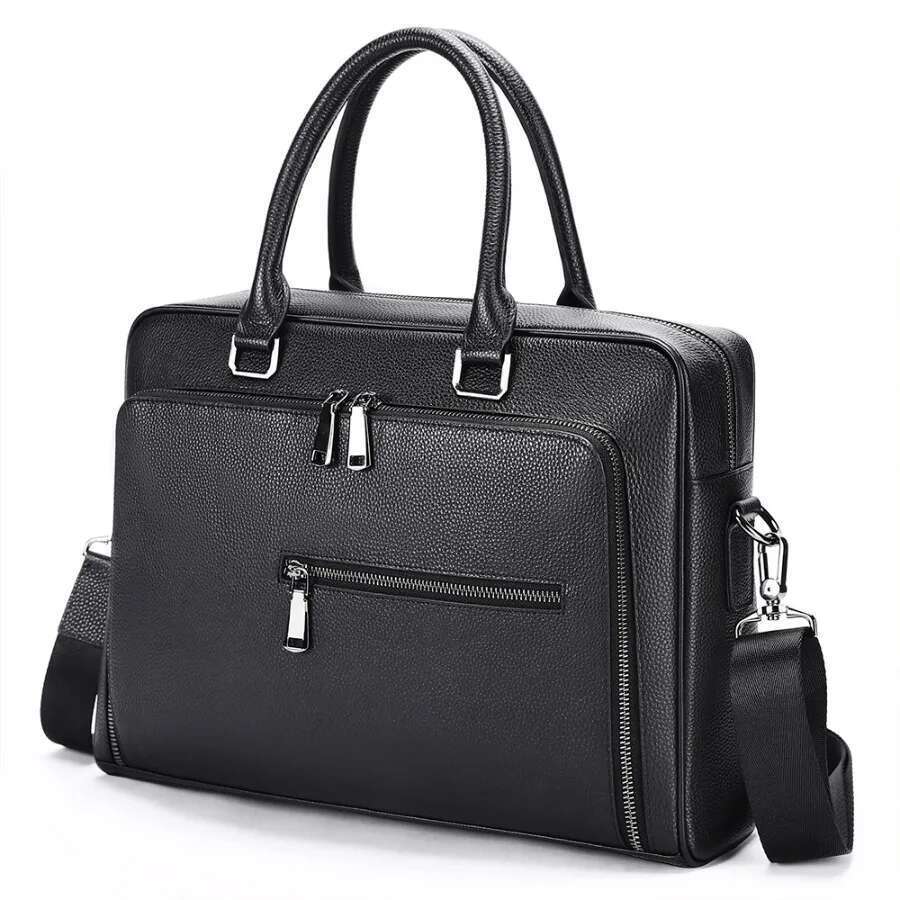 Business shoulder bags men women messenger bag cow leather big capacity 15 inch laptop office handbag