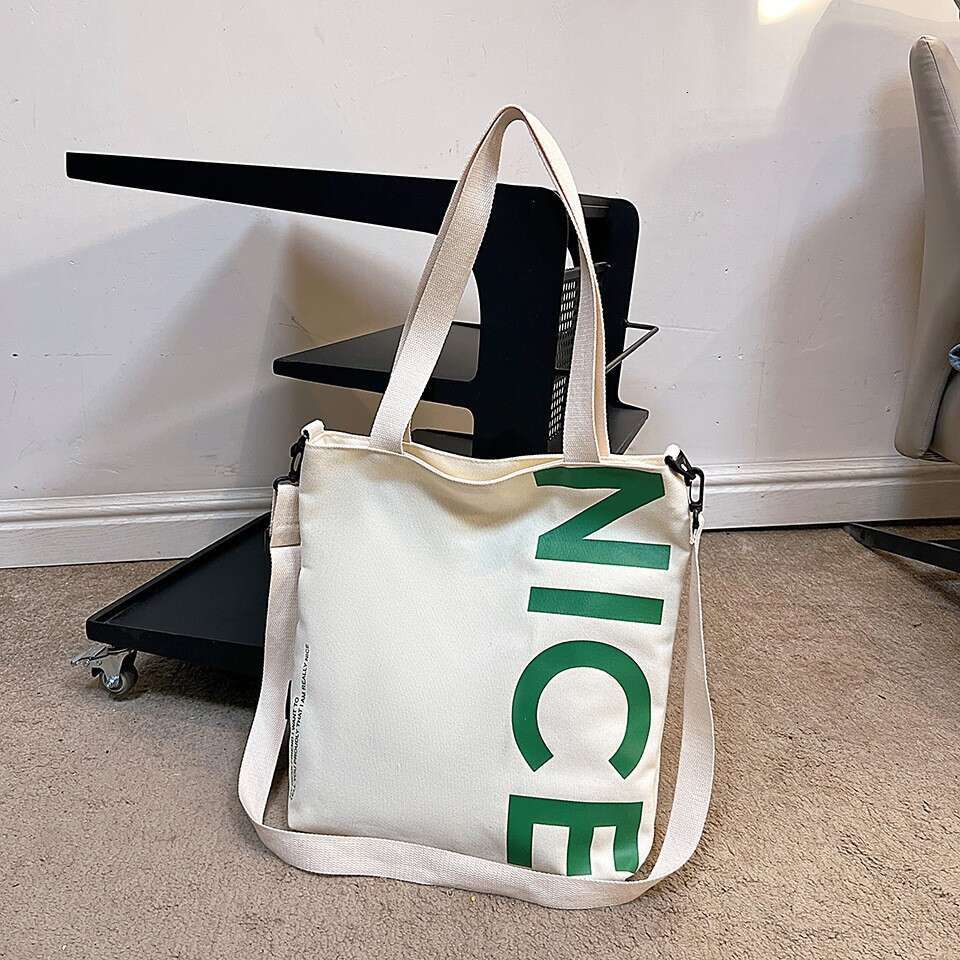 Crossbody Student Canvas Trendy Large Capacity Commuter Tote Urban Style Single Shoulder Laptop Bag