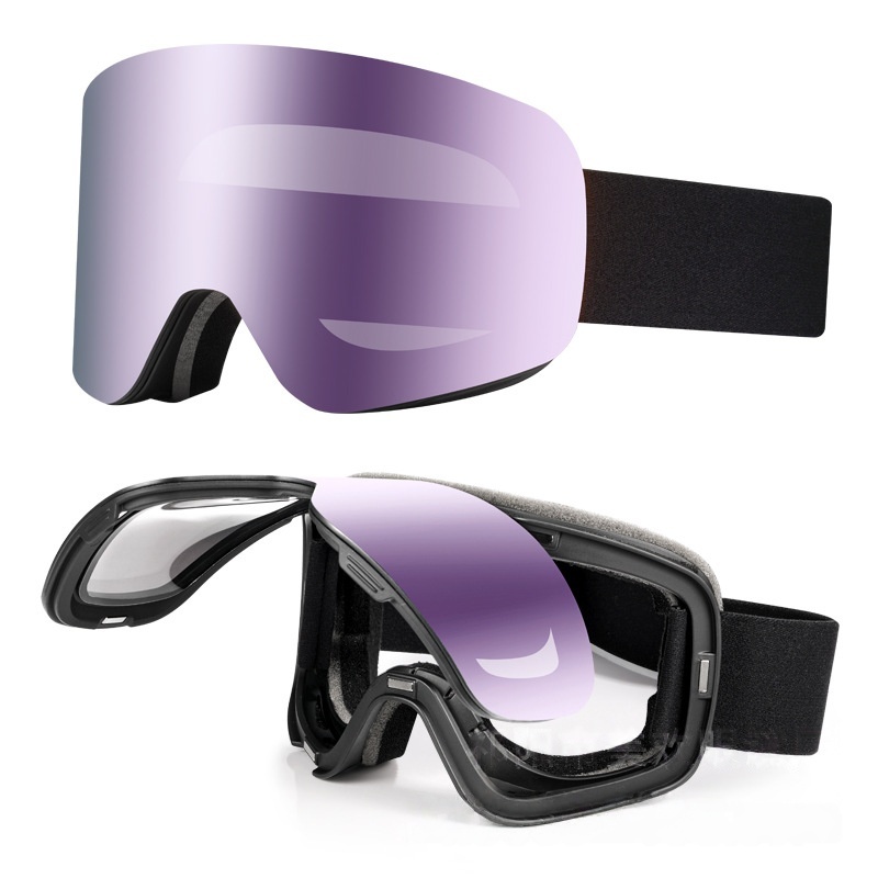 New magnetic anti-fog ski goggles, double-layer cylindrical quick-release lenses, UV protection snow sports goggles