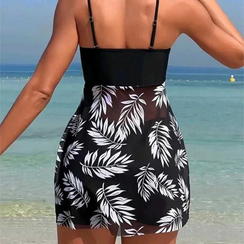 2024 Summer Short Dress Split Swimsuit Womens Sexy Fashion High Waist Swimsuit Thickened Mesh Print Swimming Beach WearW251113