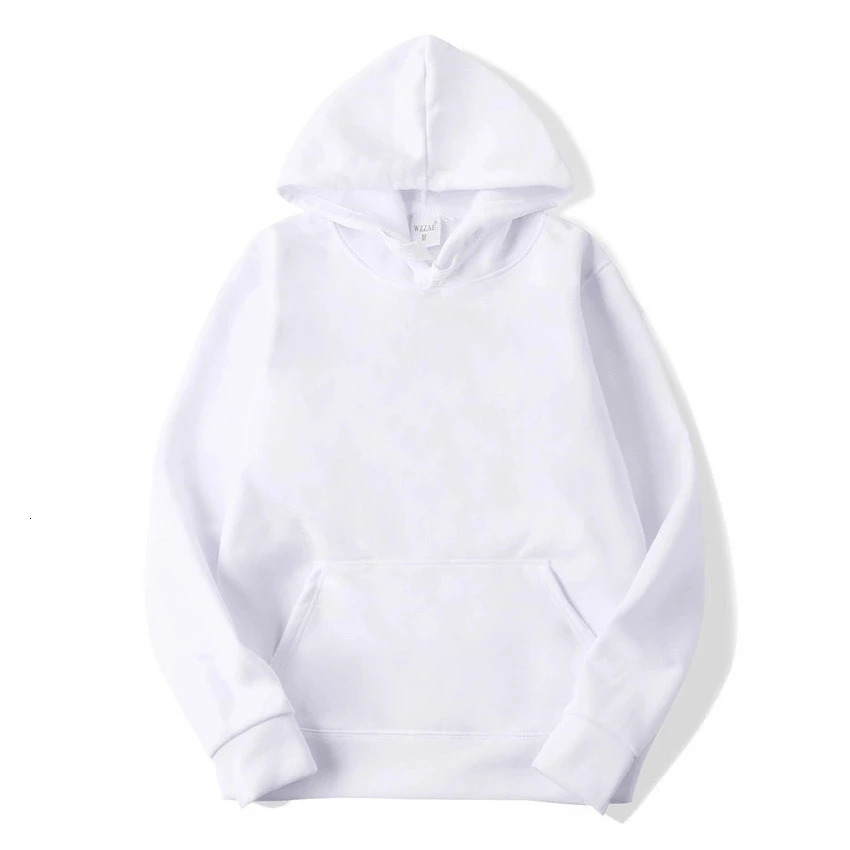 White hooded mens autumn long sleeved pullover casual pocket hooded unisex outer loose sportswear 251113