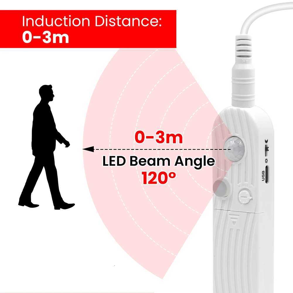 5V Motion Sensor Nigth Light COB Led Strip USB Battery Power 3mm 5mm 8mm PCB 320 LEDs Flex Lamp for Under Cabinet Kitchen Stairs W251112