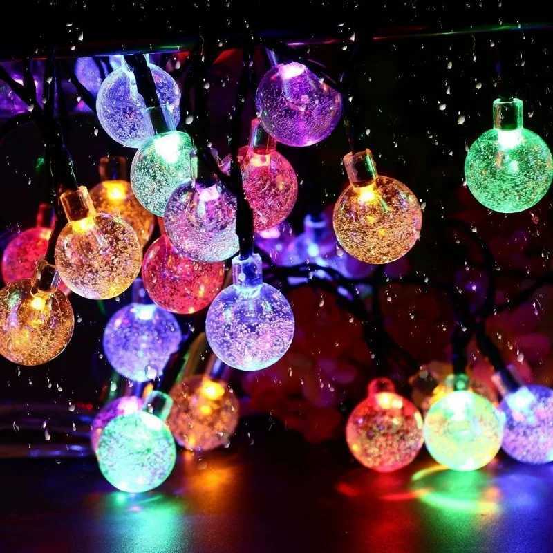 LED Solar Bubble Ball Fairy String Lights Outdoor Garden Summer Wedding Party Home Balcony Christmas Decoration Solar Garland M251113