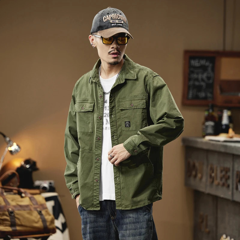 Mens long sleeved casual cotton shirt highquality Kamissa military shirt clothing black shirt BL829 250411