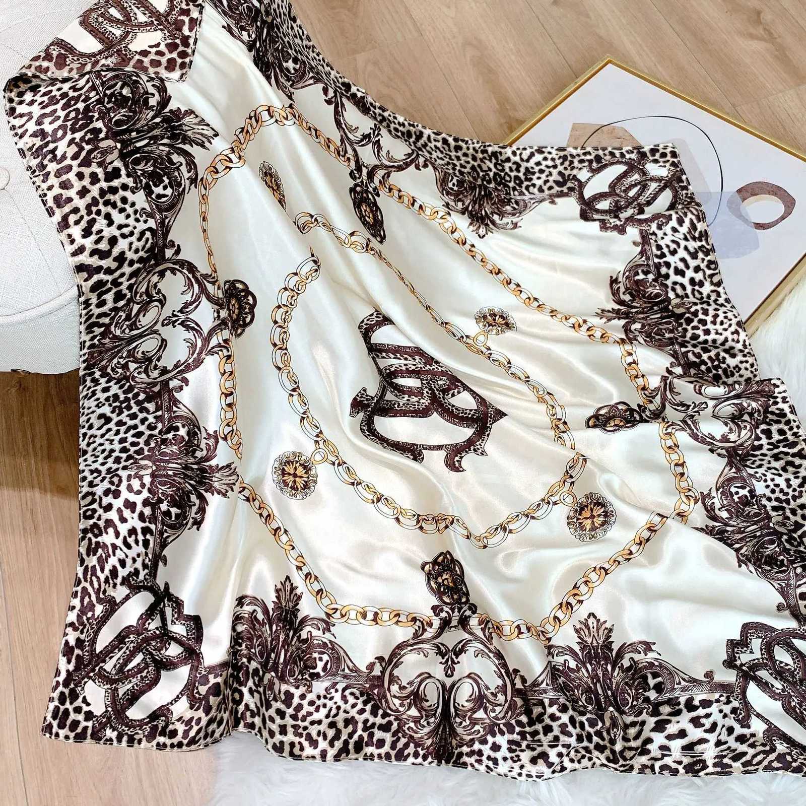 9090cm Square Silk Scarves Women Foulard Head off Ladies Shl Wr Muffler Pareo Bandanna Female Chiffon Hijab Poncho Beach W251113