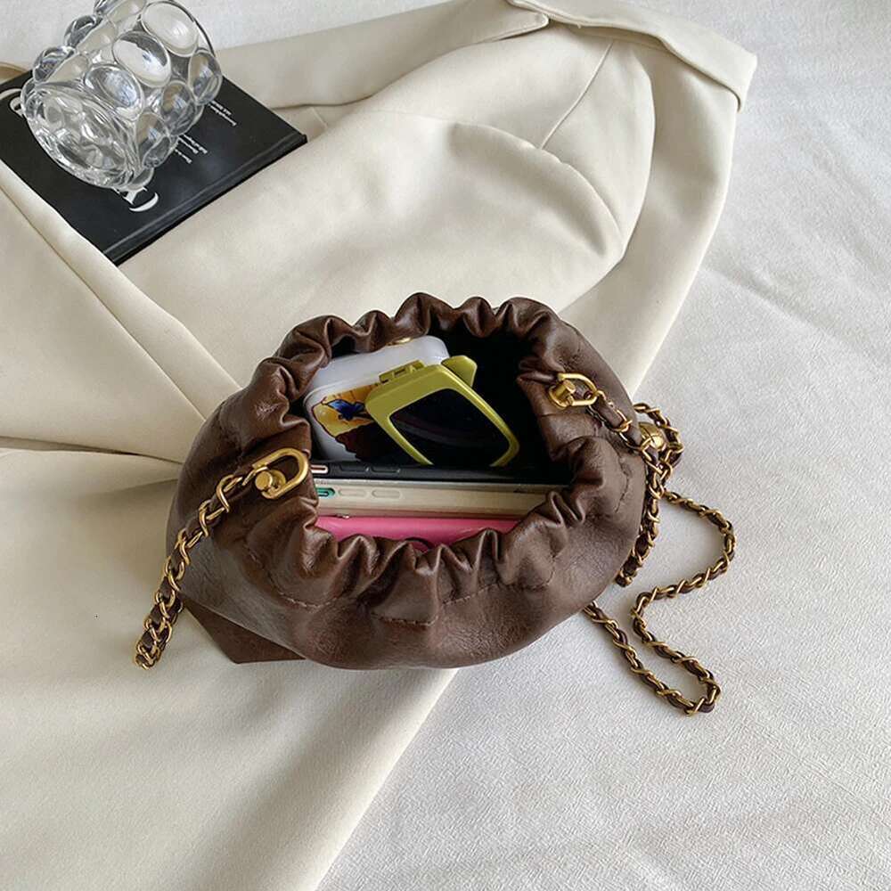 Women Chain Shoulder Versatile Crossbody Tote Casual Pleatd Hobo Satchel Sg Bag Girl Stylish Purse