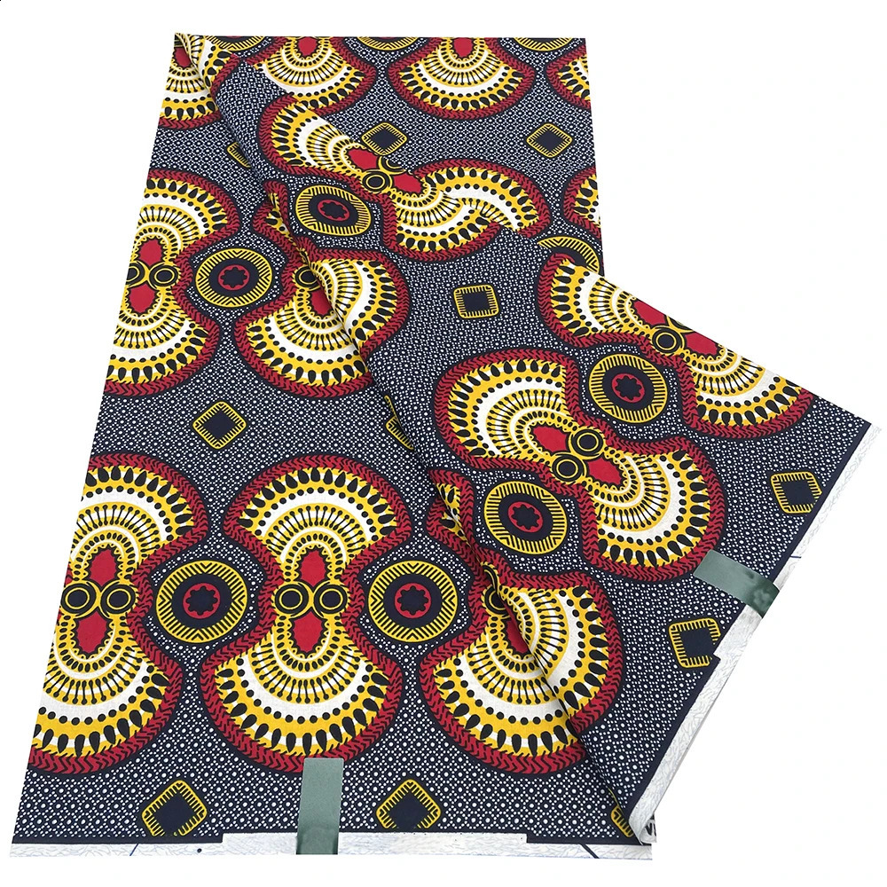 Latest African Wax Prints Fabric d Veritable Real Wax Ankara Wax 6Yards African 100% Cotton Fabric For Party Dress Y07 250407
