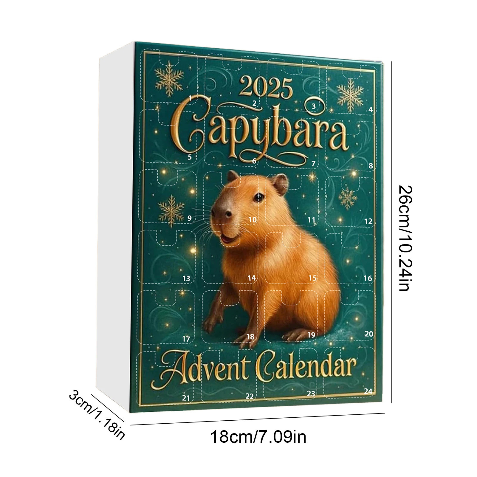 Capybara Christmas Advent Calendar with 24 2D Flat Capybara Ornaments Xmas Countdown Calendar for Christmas Tree Home Decoration 251106