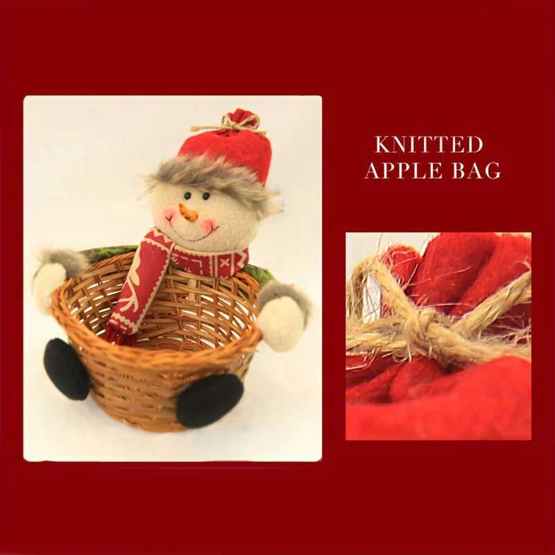 Christmas Festive Santa Hat Candy Basket - Red Checkered Fabric Perfect for Holiday Treats Decor Ideal for Christmas Y251113