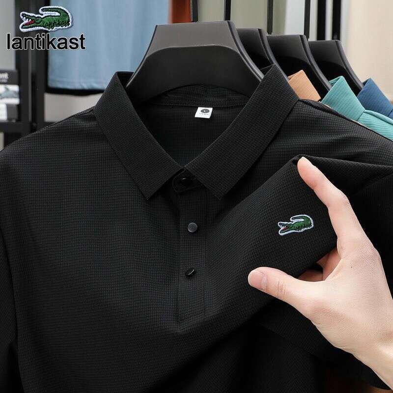 Noble Crocodile Summer Ice Silk Short Sleeve Men's Polo Shirt Moisture-Wicking Cool Business Casual designer hoodie Turn-Down Collar T-Shirt