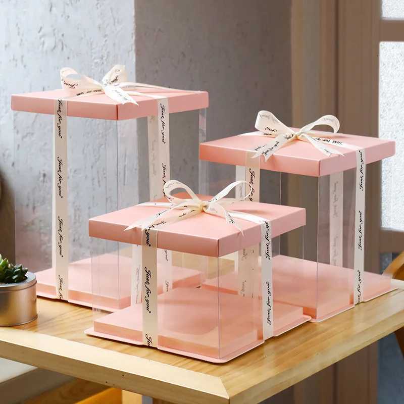 30cm Clear Rose Teddy Bear Packaging Box PVC Transparent Gift Cake Boxes for Wedding Anniversary Birthday Baby Shower SuppliesM251113