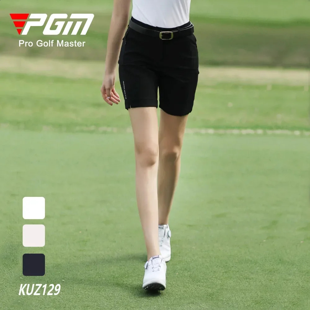 PGM Women Summer Golf Shorts Pants Elastic Waterproof Half Trousers Zip Pocket Ladies Sports Clothing Wear Tennis KUZ129 250411