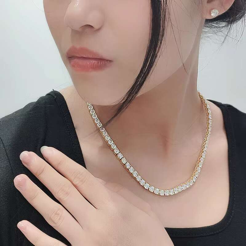 Hip Pop S925 Silver 3mm 4mm 5mm 6mm DEF Moissanite Chain Women Necklace Tennis Necklace