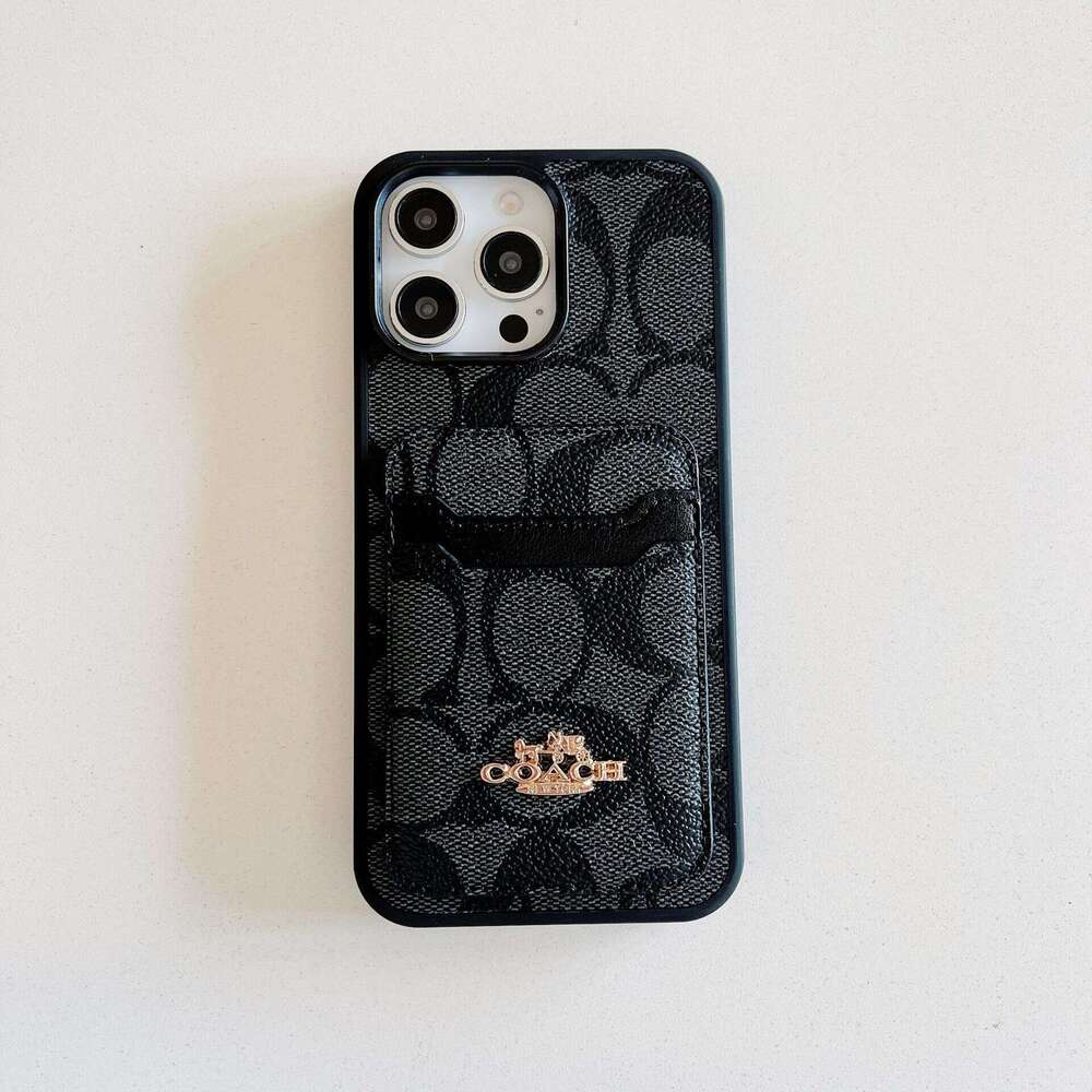 DHelectronics Trendy Brand Patchwork Dual Slot iPhone 17 Case Coin Card Holder 14 Protection 16 Pro Max Shockproof