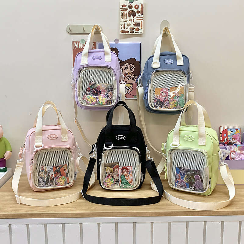 Internet celebrity card badge, casual and popular small square pain bag, little sister's handbag, crossbody bag with zip tie board