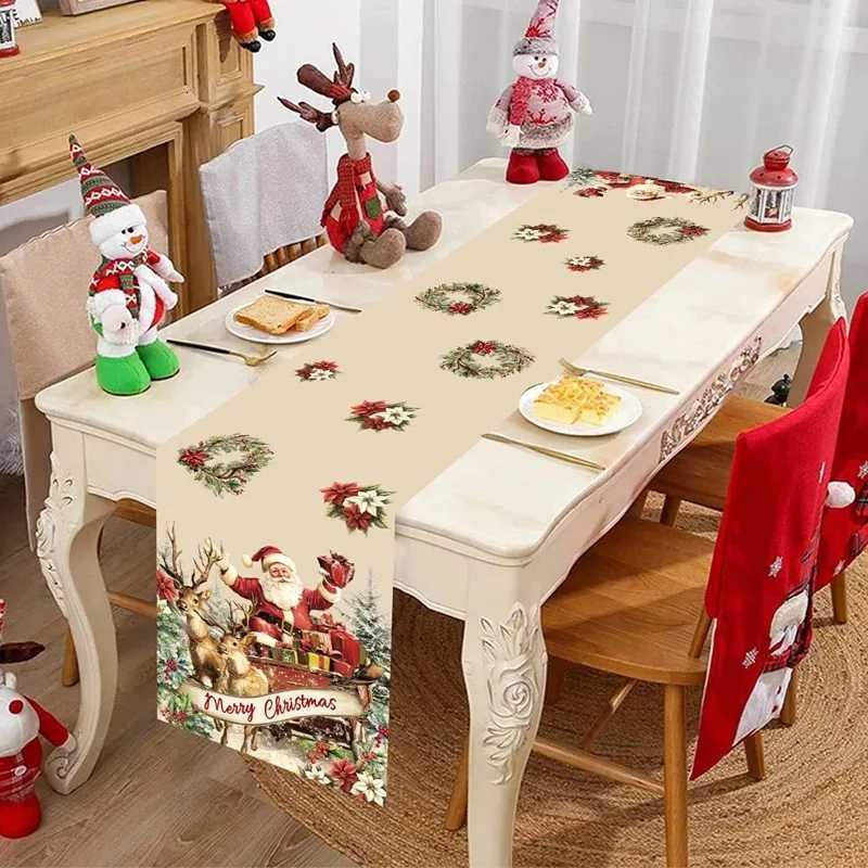 Christmas Santa Claus and Snowman Theme Table Decoration Table Flag Christmas Decoration Home Table Decoration Christmas Party Decoration Y251113
