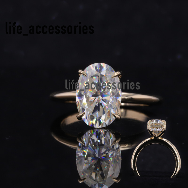 10k 14k Gold D Color Oval Heart arrow Cut 7x10mm Loose Moissanite Gemstone Engagement Ring