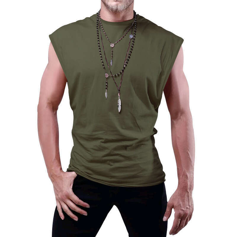 Amazon Cross-Border 2025 Men's Summer New Sleeveless T-Shirt Youth Loose Solid Color Thin Vest Tank Top for Men
