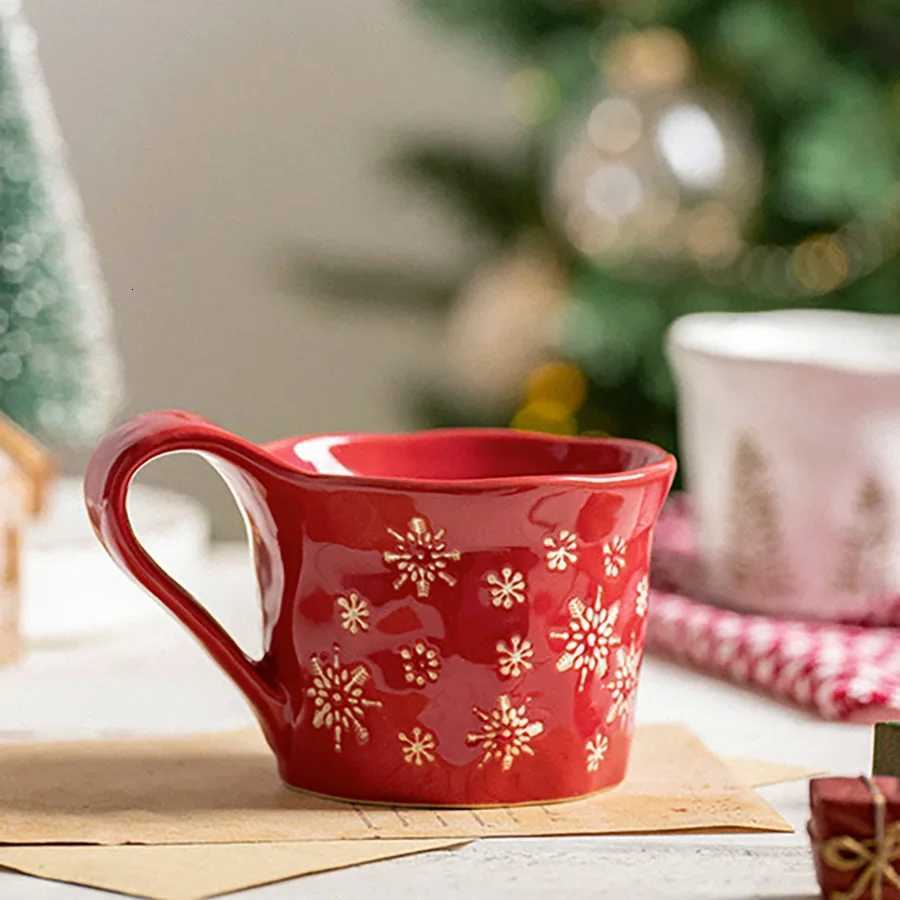 Christmas Christmas Series Tableware Relief Plate Red Snowflake Pattern Steak Western Dish Plate Simple Ceramic Dessert Bowl Mug Y251113