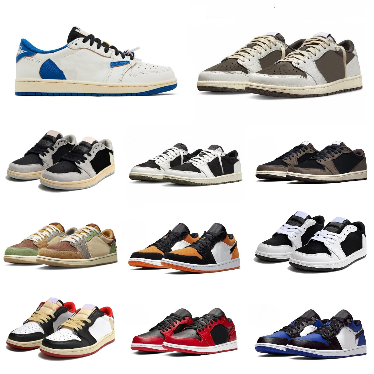 J1 1 Reverse TS Low Sports Basketball Shoes Trainer Jump Mans Women 1S Military Blue Mocha UNC Jack Dark Canary RetroeS Shoes Medium Olive Neutral White Sneakers S866