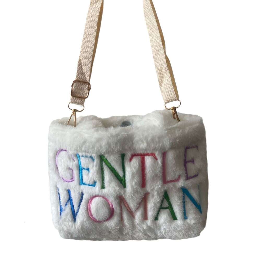 Thai niche design new letter fashion GW embroidered women's crossbody tote bag cute one shoulder plush