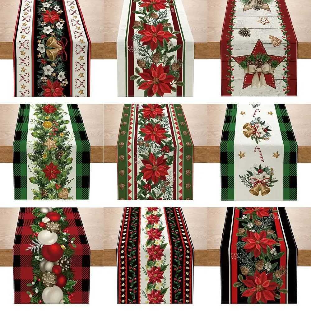 Christmas Christmas Table Runner Merry Christmas Decorations Cloth for Home 2025 Cristmas Day Table Flag Cover Gift New Year Tablecloth Y251113