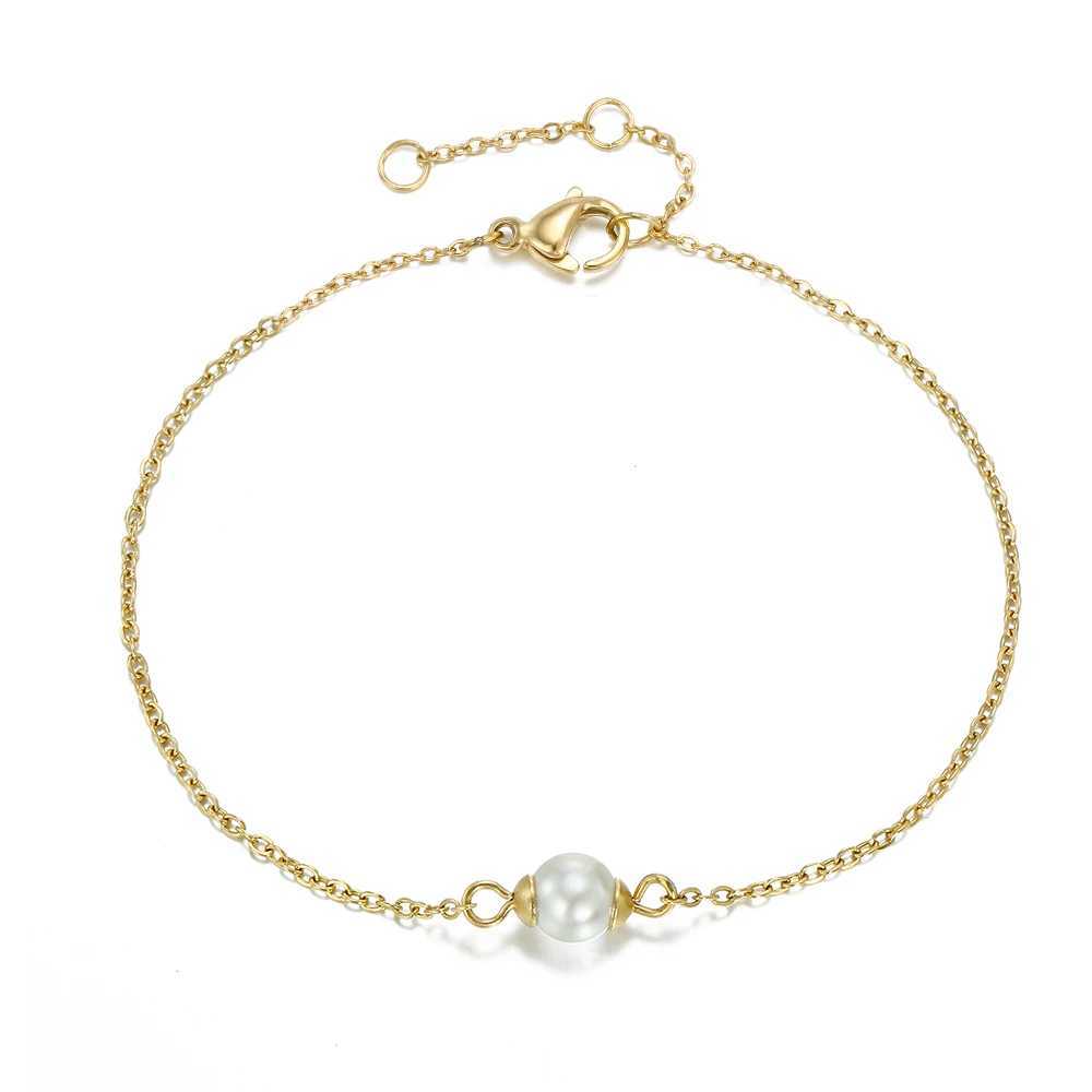 eManco Minimalist Stainless Steel Bracelets for Women Sea Imitation pearls Bracelet Women Charm Bracelet JewelryC250411