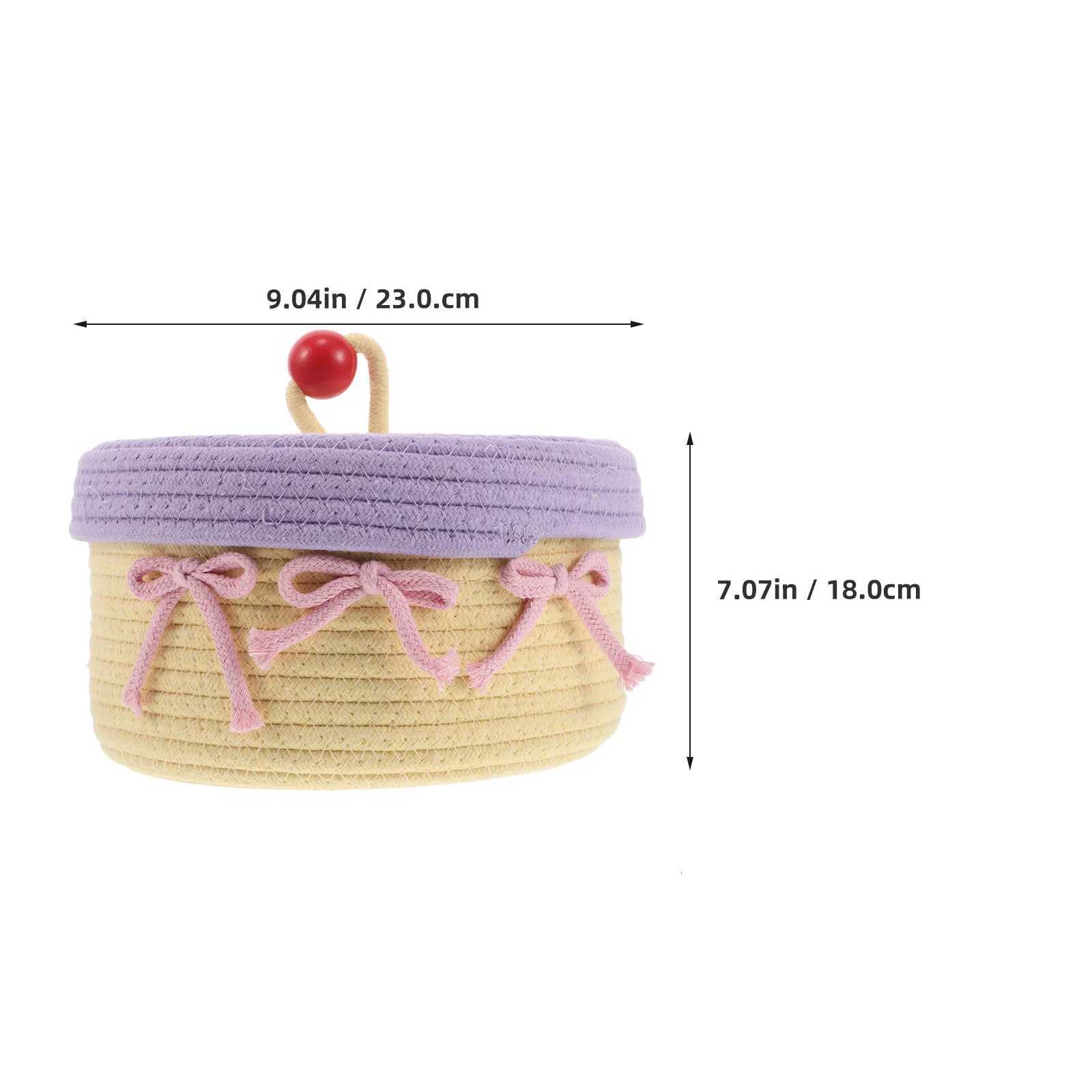 Cute Cotton Rope Woven Storage Basket Large Capacity Lid Decorative Organizer for Jewelry Sundries Bathro He Decor Bin Y251112