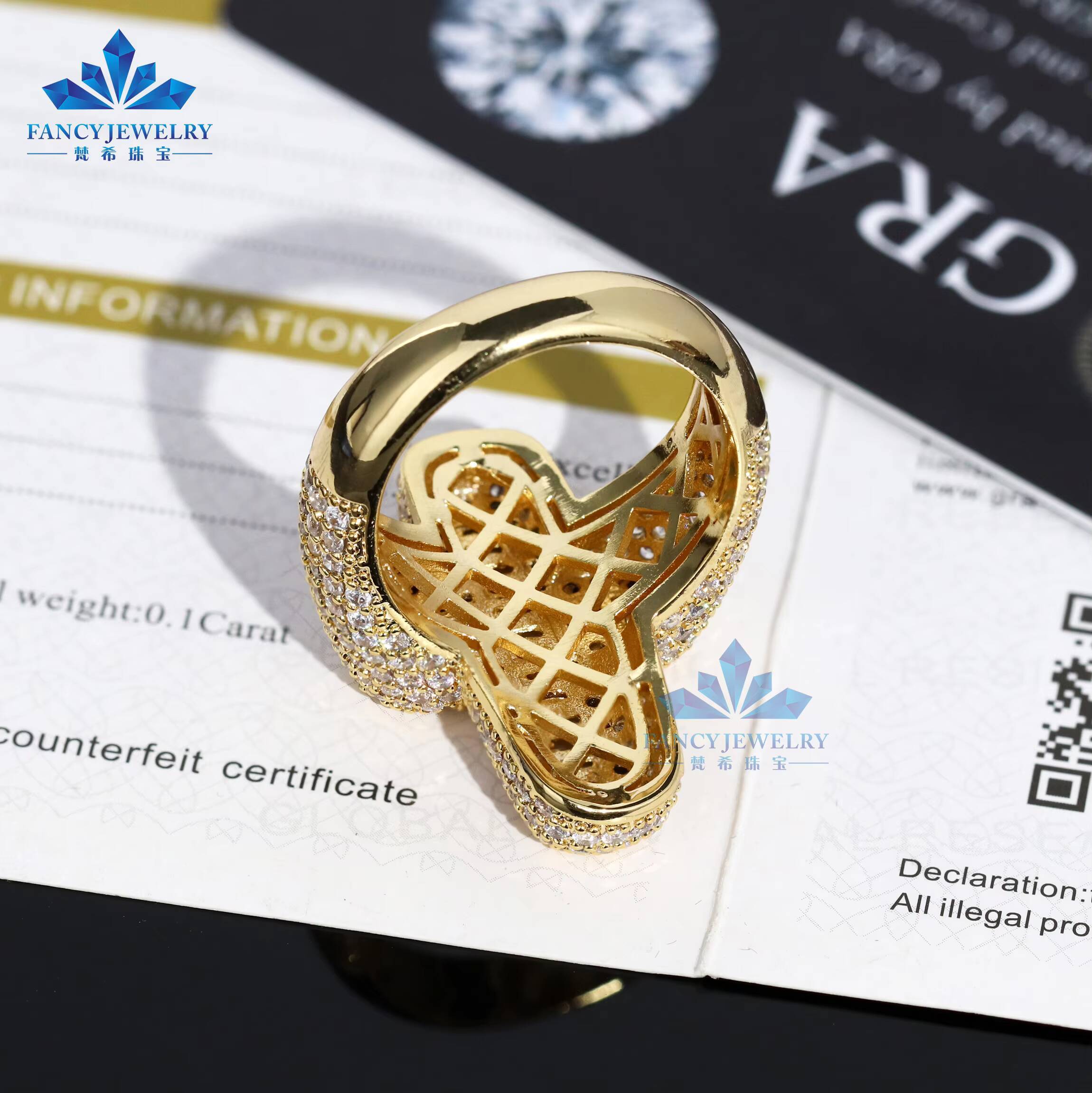 Wholesale Hip Hop Cross Gemstone Ring Men Ice Out 925 Silver Baguette Round Cut 18k Gold Plated Vvs Moissanite Cross Ring