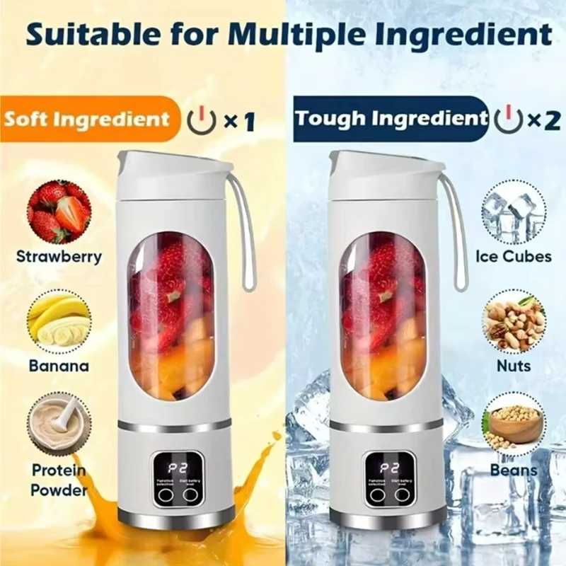 Portable USB Rechargeable Fruit Juicer 450ml Capacity 3 Gear Blending Ice Crusher for Shakes Smoothies 12 Blades Juicer Cup C251113