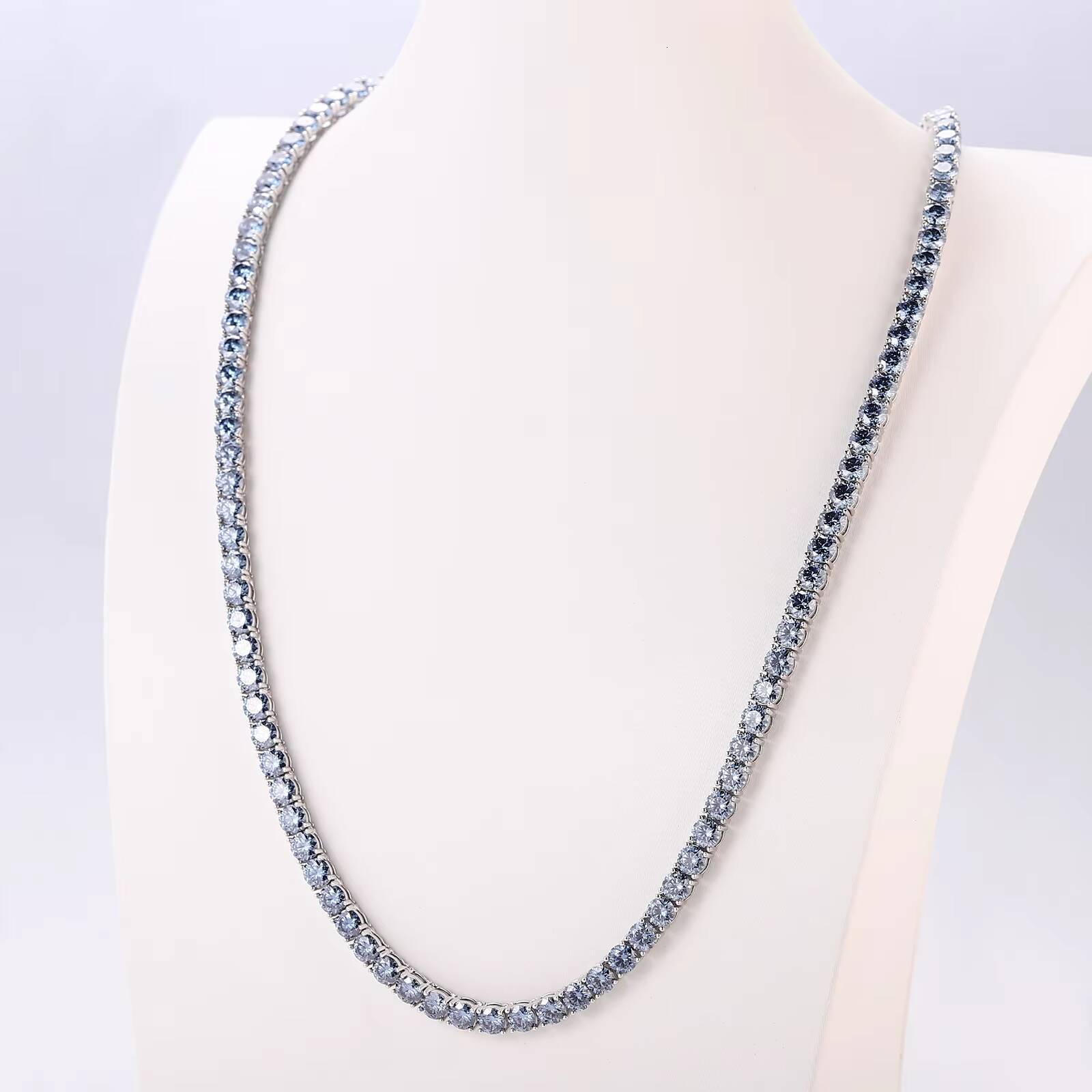Hip Hop Classic Factory Price Top Quality 18K 14K 10K 5mm Blue Moissanite Diamond Tennis Chain Solid Gold Jewelry for Women Men