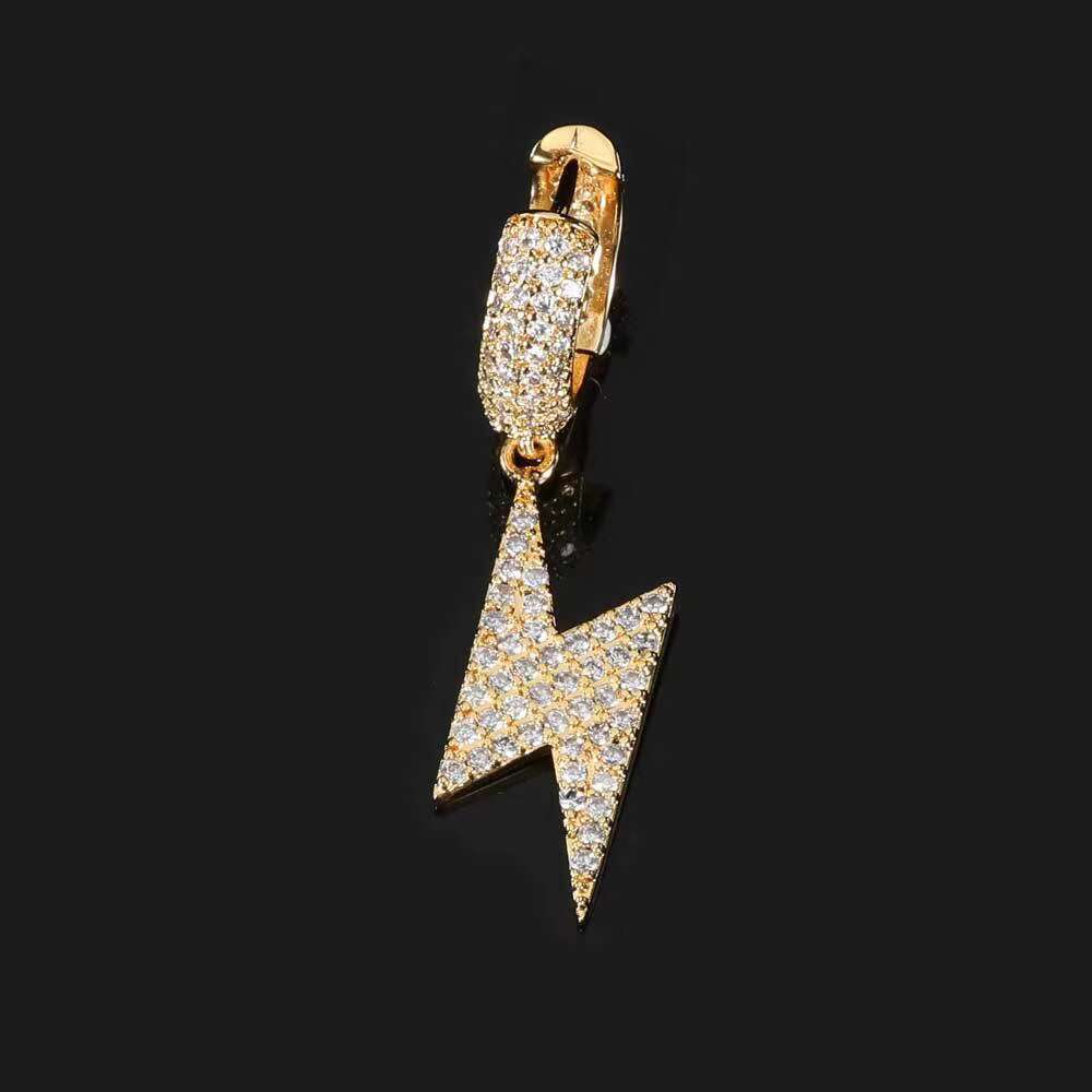 Hot Sale Hip Hop Ring Earrings Lightning Drop Micro Zircon Hip Hop Studs for Unisex