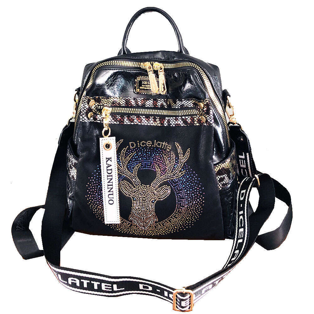 Backpack texture backpack fashion trend new soft leather hot diamond three purpose single shoulder bag