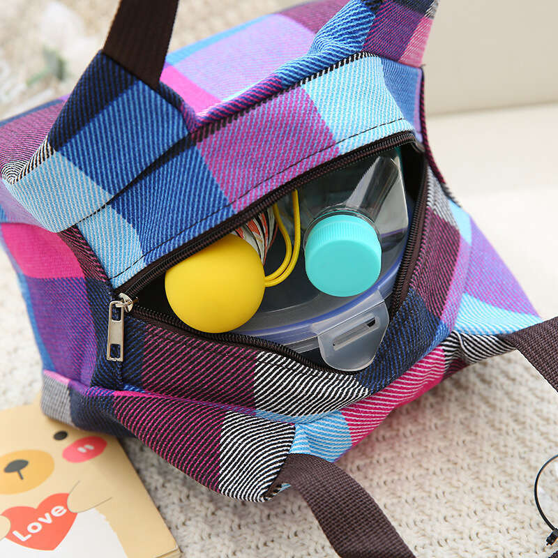 Canvas bento thickened waterproof handle mesh cloth hand-held small lunch box casual bag, women's bag
