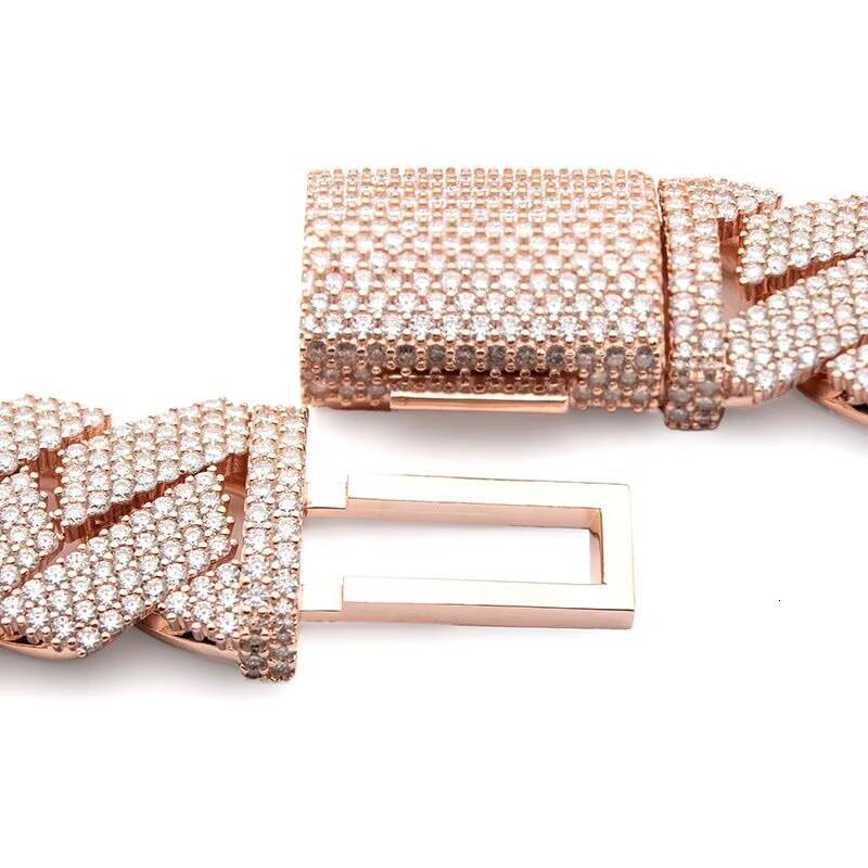 Bust Down 4 Rows VVS Diamond Moissanite 24mm Iced Out Cuban Link Chain