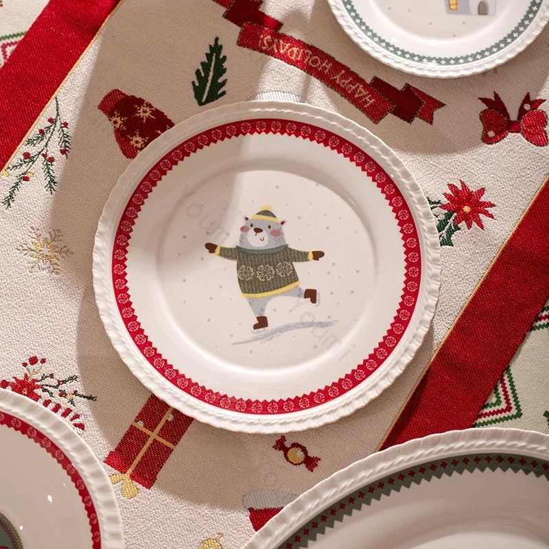 Christmas Exquisite Christmas Ceramic Plates Home Fruits Dessert Plate Delicious Dishes Salad Dining Plate Cute Rice Bowls Y251113
