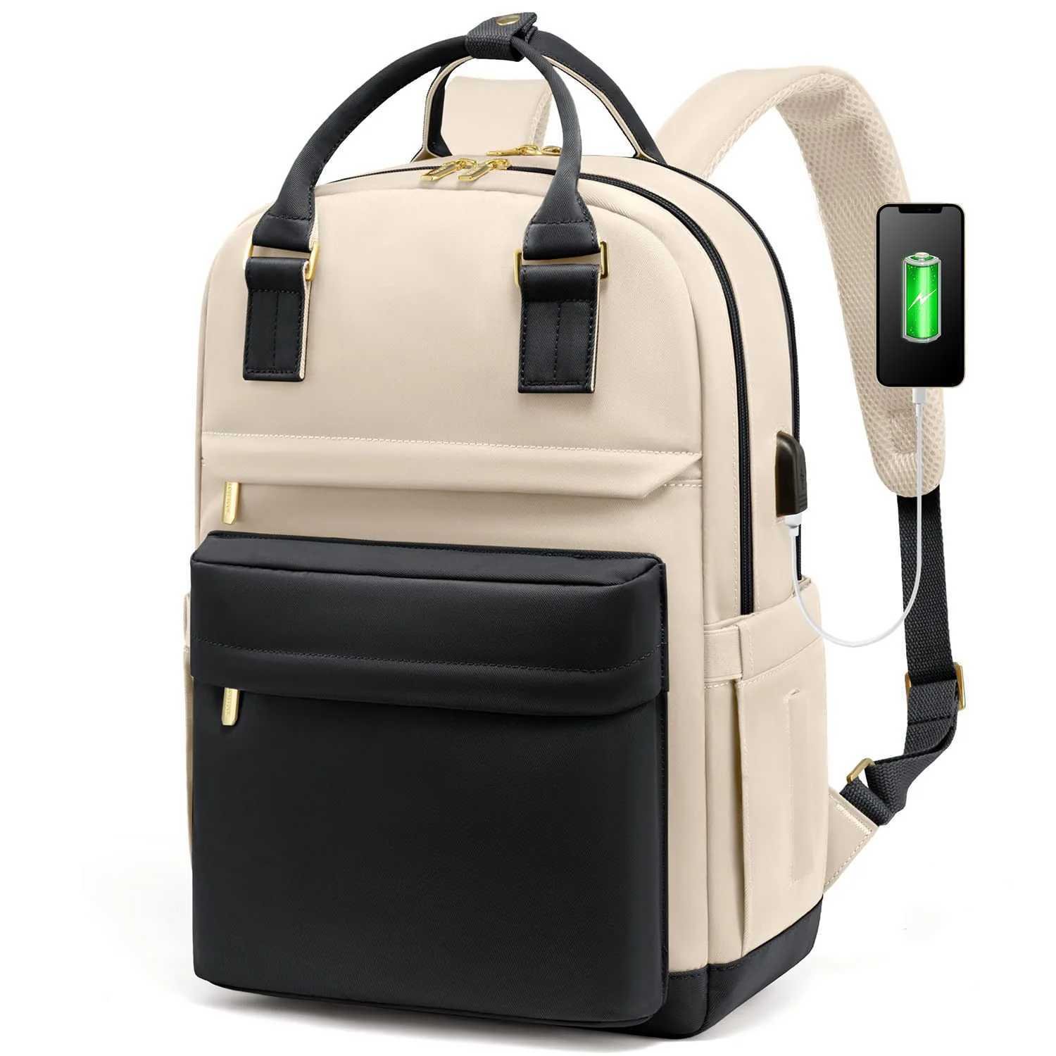 Laptop Backpack For Women 15.6 Inch With USB Port Waterproof Travel Bags Vintage Daypacks Bookbag For College School WorkZ250412
