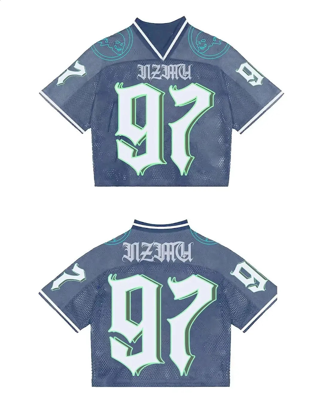 Harajuku style American Y2K British printed baseball sports short sleeved casual street Tshirt football shirt 250407