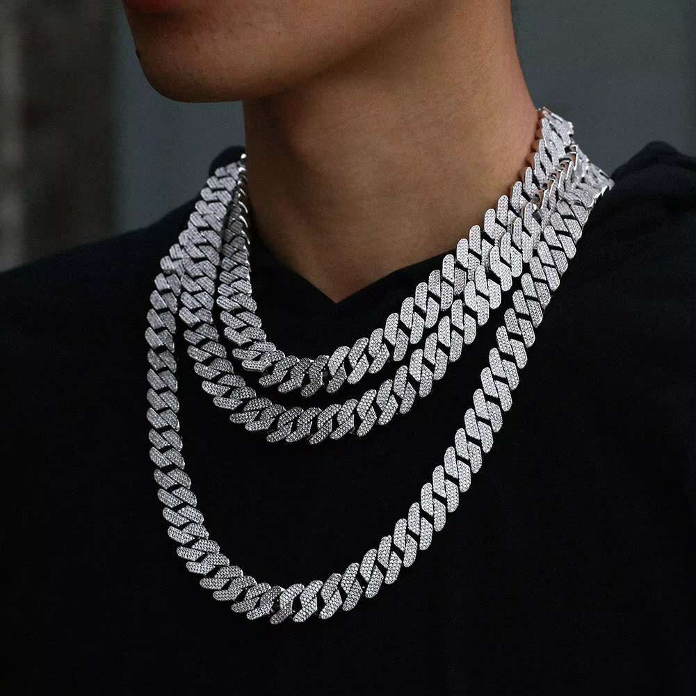 In-Stock Mens 18K Gold-Plated Cuban Chain - Zircon Copper Jewelry for the Distinguished Gentleman