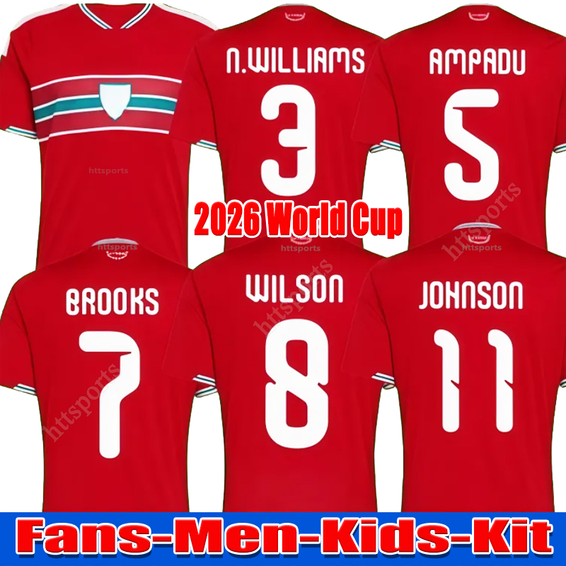 2026 Wales soccer jerseys JAMES BALE 26 Home Away Welsh football shirts JOHNSON N.WILLIAMS RODON T.ROBERTS CABANGO LEVITT MOORE THOMAS Men kids kit jersey