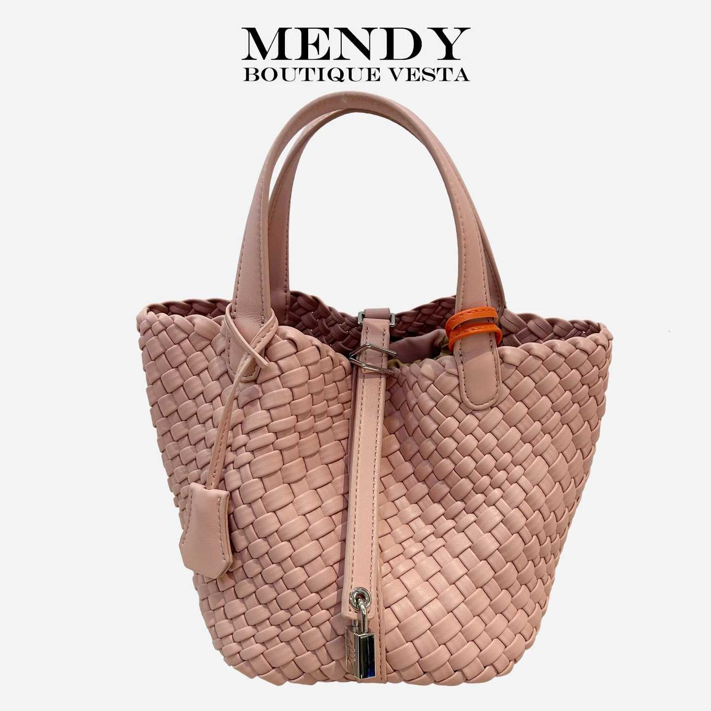 MENDY Bucket Bags Womens Totes Bags Hand Bags Designer Luxury Woven Bag Knitting Straw bag Soft Lady Handbags New In HandmadeW251112
